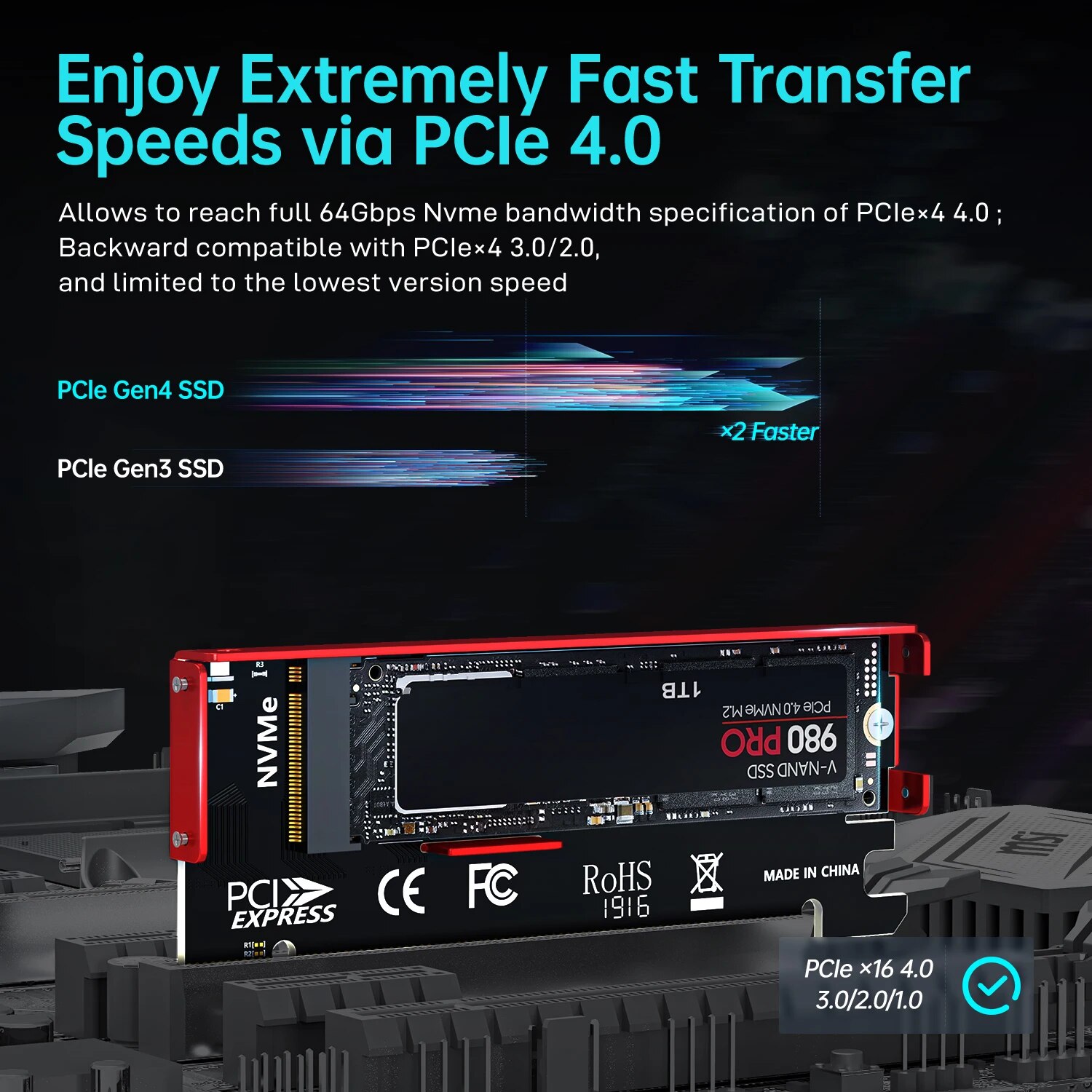 JEYI M.2 NVMe to PCIe 4.0 X16  - Samsung Ssd 990 Pro review and price