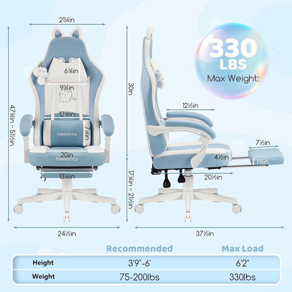 Ergonomic Blue/White Gaming Ch - Gaming & Esports District review and price